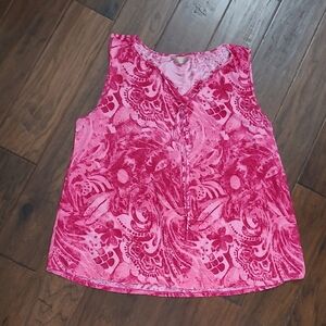 Amana Pink Patterned Textured Sleeveless Top size 2X